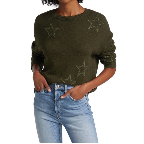 Rails Sweaters - Rails Perci Olive Outline Stars Sweater in green